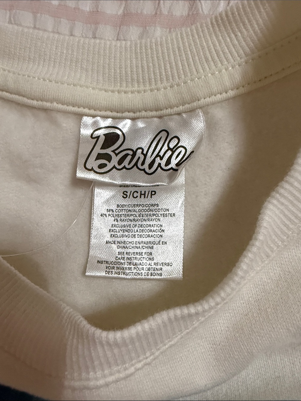 Barbie Sz Small Vacay Mode Cream Sweatshirt - New & Unworn, no tags - Picture 4 of 4